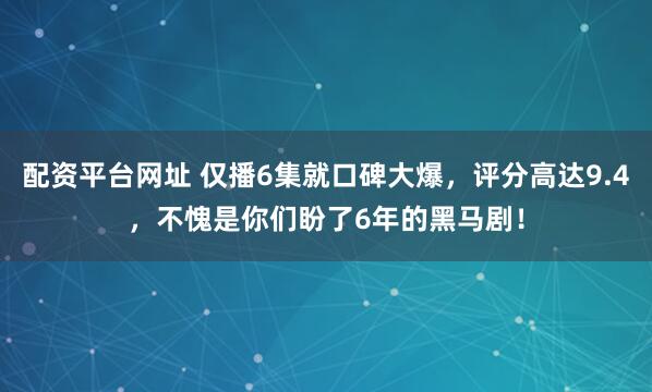 配资平台网址 仅播6集就口碑大爆，评分高达9.4，不愧是你们盼了6年的黑马剧！