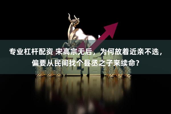 专业杠杆配资 宋高宗无后，为何放着近亲不选，偏要从民间找个县丞之子来续命？